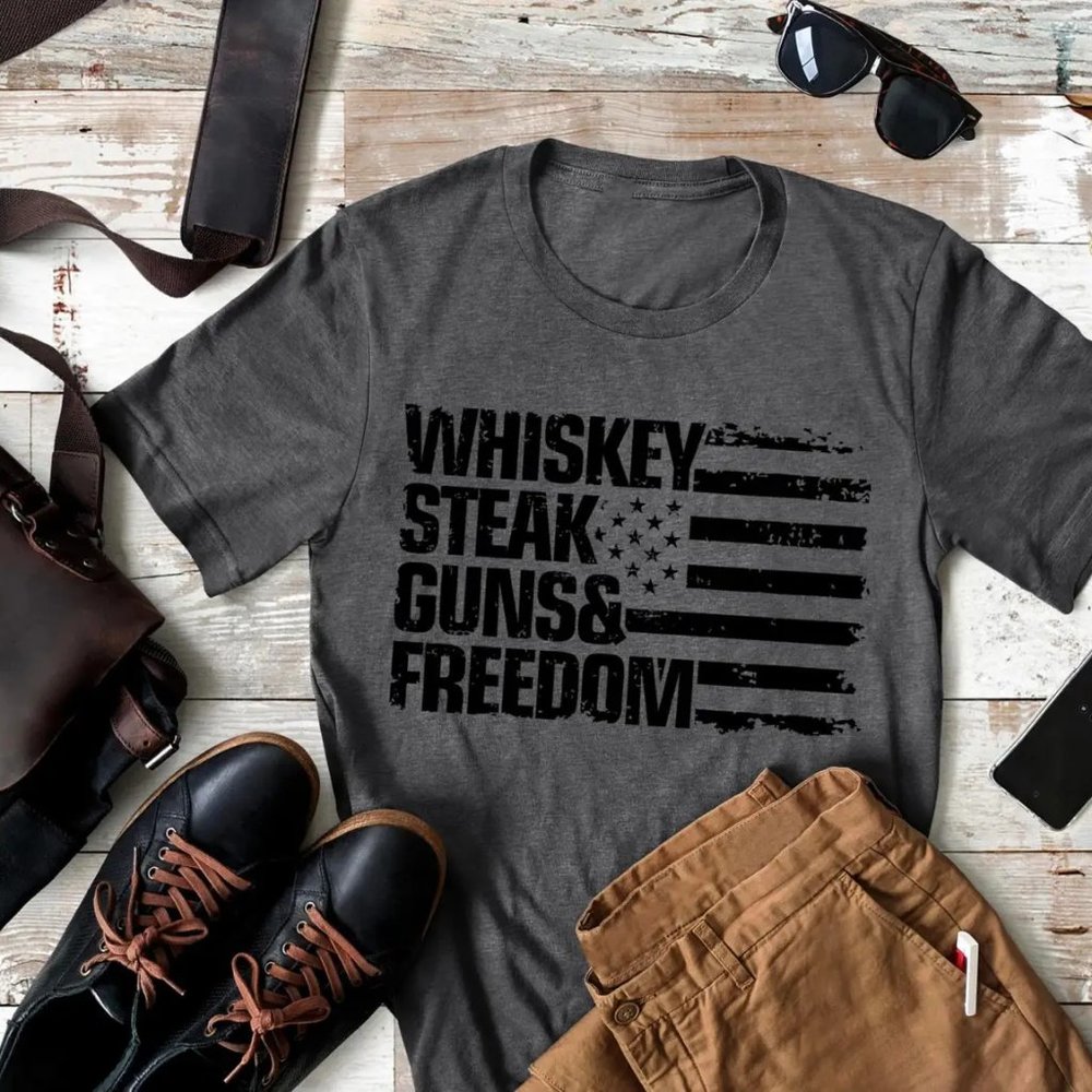 Graphic T-Shirt - Whiskey, Steak, Guns & Freedom